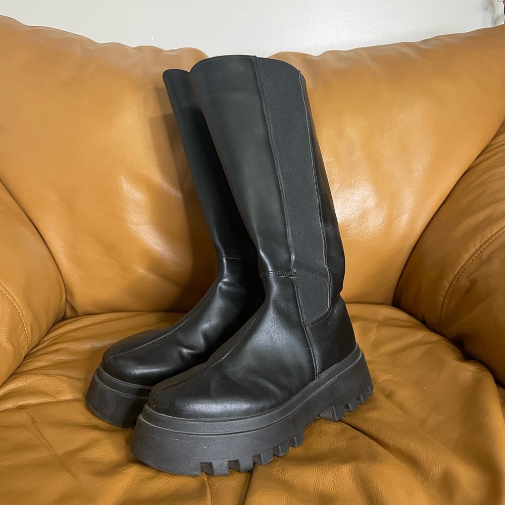 ASOS Chunky Below-The-Knee Zip Up Boots